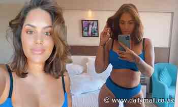 Malin Andersson shows off her sizzling curves in a blue bikini on Tenerife break