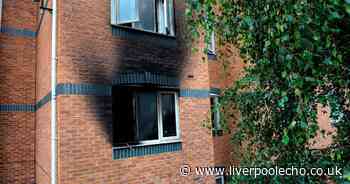 Screaming mum holds baby out of window as fire rips through flats