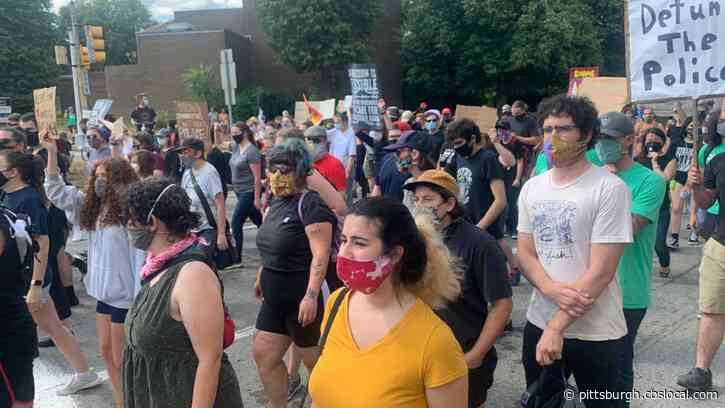 Demonstrators Protesting Pittsburgh Police Station Relocation In East Liberty