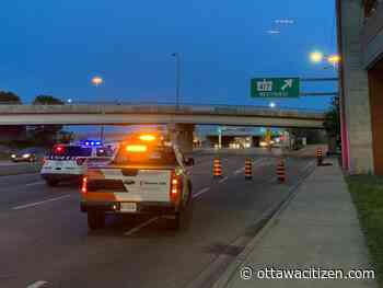 Debris from overpass falls into St. Laurent Shopping Centre roadway