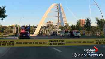 1 person killed in fiery crash on Edmonton’s Walterdale Bridge
