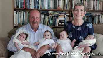 Northern Ireland family's joy as two sets of twins born during lockdown get to visit grandparents' home