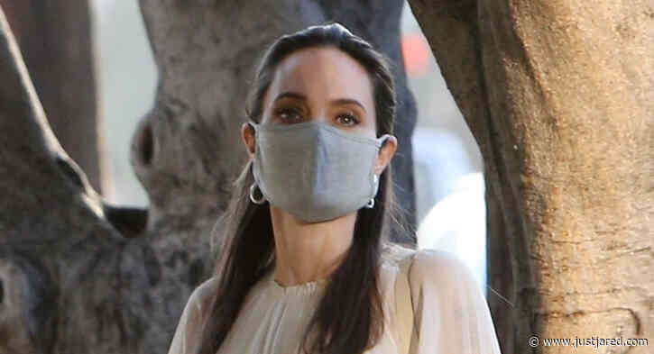Angelina Jolie Wears Her Face Mask While Out to Lunch