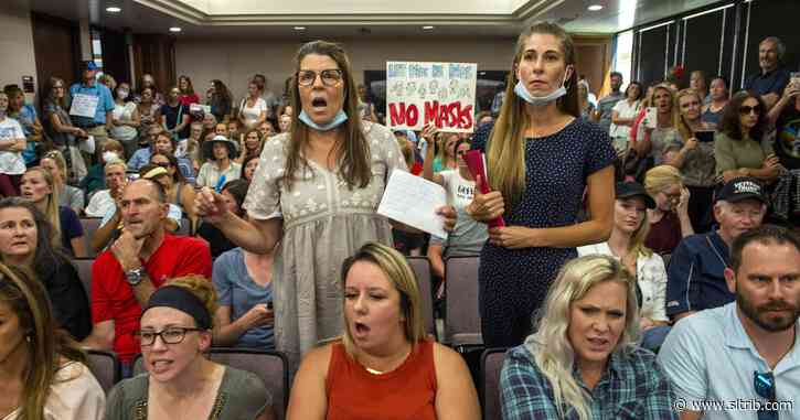 In packed meeting, Utah County residents protest requiring students to wear masks. Meanwhile, Salt Lake City parents rally for in-person return to school.