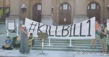 Protesters in Calgary, Edmonton call for Bill 1 to be repealed - Globalnews.ca