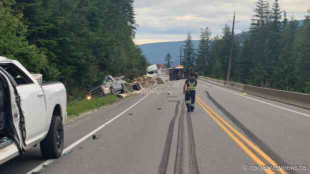 Injured Calgary trucker charged following highway crash near Sicamous, B.C.