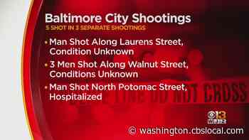 Five People Shot In Three Separate Shootings Across Baltimore, Police Say - CBS DC