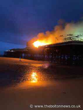 Huge blaze engulfs Blackpool pier as fire service battle through night