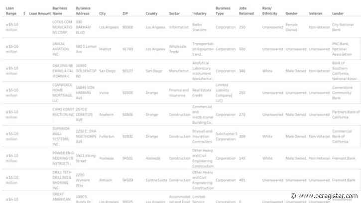Paycheck Protection Program: Explore a database of California’s 540,000 loans