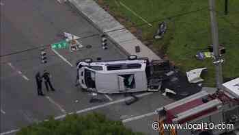 Elderly woman extricated from medical transport van following crash in Miami - WPLG Local 10