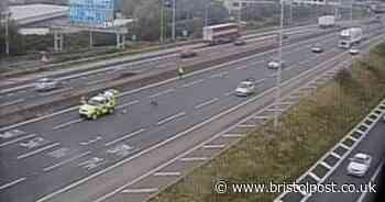 Three people in hospital after van hits central M5 barrier