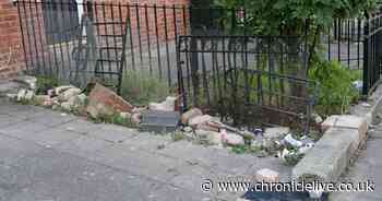 Car leaves trail of destruction after crashing into railings and wall at home