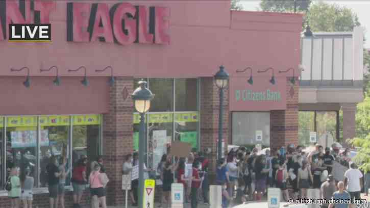 Protesters Gather Outside Brentwood Towne Square