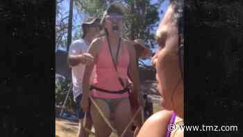 Angry Woman has Measuring Tape Meltdown at the Beach