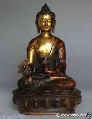 8.2" Old Tibetan Brass Buddhism Bodhisattva Buddha excellent Statue 21cm