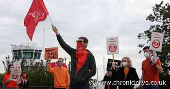 easyJet staff protest outside airport over job cuts and Newcastle hub closure