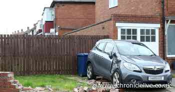 See the wreckage after car crashes into wall outside Fenham home