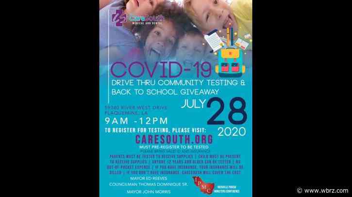 Back to School Giveaway and COVID-19 Drive-thru Testing in Plaquemine and Donaldsonville