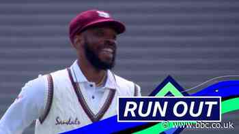 England v West Indies: Joe Root run out by Roston Chase direct hit