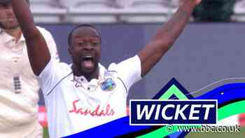 England v West Indies: Kemar Roach traps Dom Sibley lbw