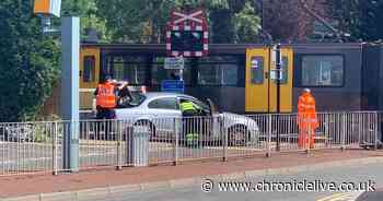First footage as car collides with Metro train at Callerton Parkway station