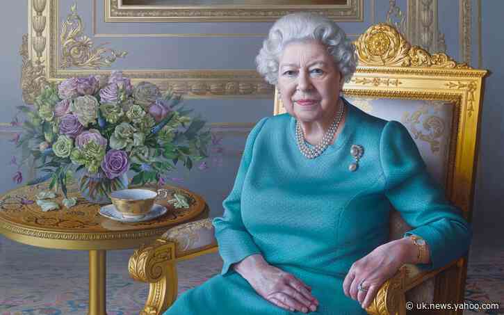 Queen jokes about empty teacup as she posed for new official portrait - the first ever unveiled virtually, artist reveals
