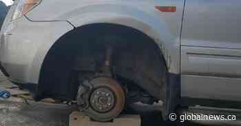 Alberta family escapes injury after tire flies off; believes lug nuts loosened in B.C.