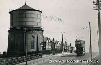 Westhoughton tram passes landmark Snydale water tower