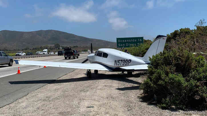 Pilot of small plane makes emergency landing on 5 Freeway near Camp Pendleton