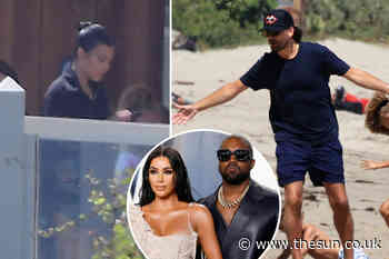 Scott Disick plays with Kardashian kids during Malibu beach day with Kourtney as Kim reunites with Kanye West - The Sun