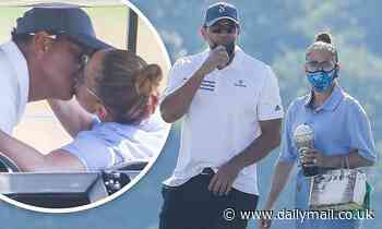 Jennifer Lopez kisses Alex Rodriguez during birthday golf trip
