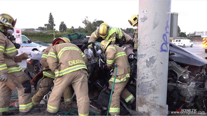 Passenger dies, driver hospitalized after crash on 5 Freeway in Anaheim