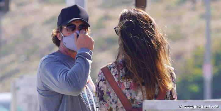 Gerard Butler Chats With Girlfriend Morgan Brown After Picking Up Food To Go