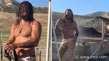 Muddy Jason Momoa Hosed Down After Dune Buggy Ride