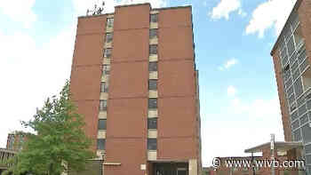 Porter name coming off residence hall at Buffalo State
