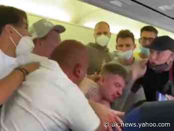 Two men arrested after face mask brawl on Ibiza flight