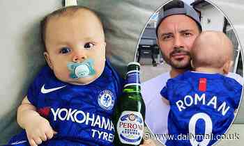 Ryan Thomas posts hilarious snap of  newborn son Roman wearing a football kit and holding a beer