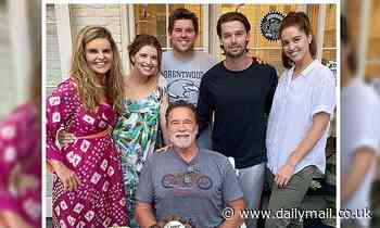 Arnold Schwarzenegger poses with ex Maria Shriver and four of his five children for his birthday