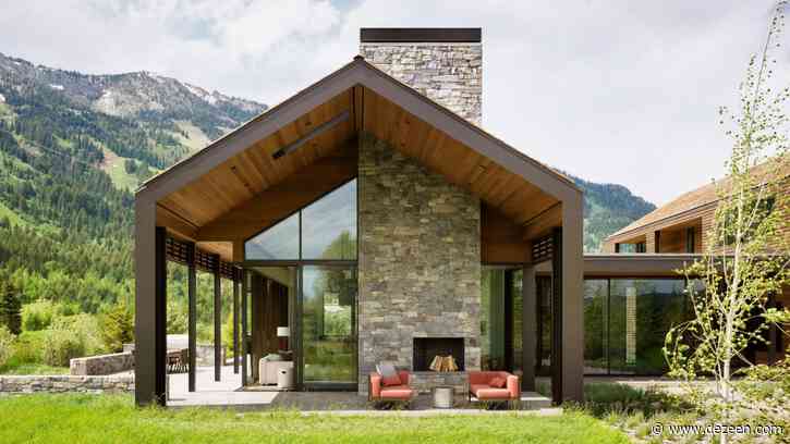Gabled cedar structures form Lone Pine Residence in Wyoming