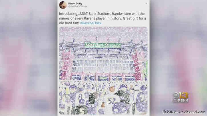 Artist Dan Duffy Creates Drawing Of M&T Bank Stadium Using Only Names Of Former Ravens Players