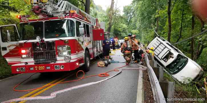 Woman Uninjured After Car Goes Over Embankment In Parkville