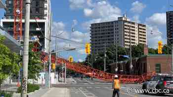Nobody hurt after crane collapses onto downtown intersection