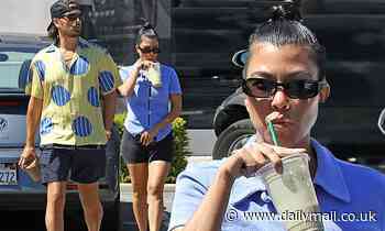 Kourtney Kardashian flaunts her legs in biker shorts with ex Scott Disick in Malibu - Daily Mail