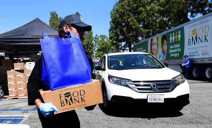 LA Regional Food Bank, County Hold Drive-Thru Food Distribution In Paramount