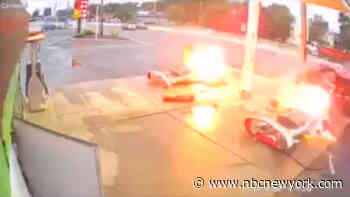 SUV Slams Into Gas Pumps in New Jersey, Bursts Into Flames