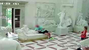 Tourist Posing For Photo Damages 19th Century Italian Sculpture