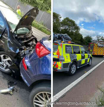 Five-mile queues after crash on M56 Westbound