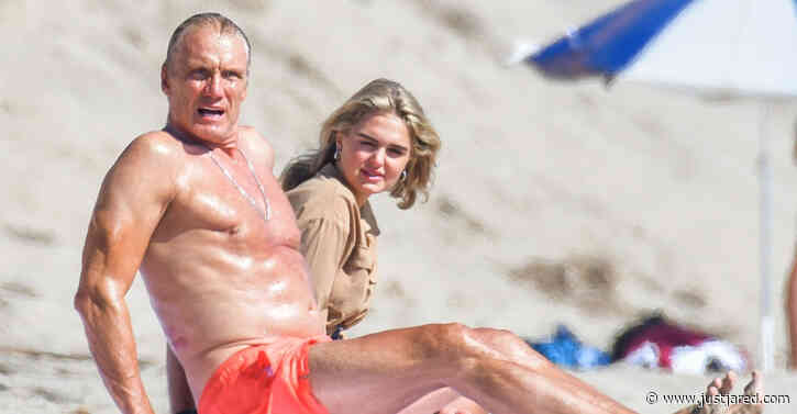 Dolph Lundgren, 62, Hits the Beach with His Fiancee Emma Krokdal, 24