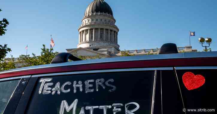 Utah teachers drive around the Capitol to call for safer school reopenings