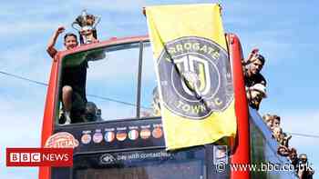 Harrogate Town celebrates promotion with bus parade